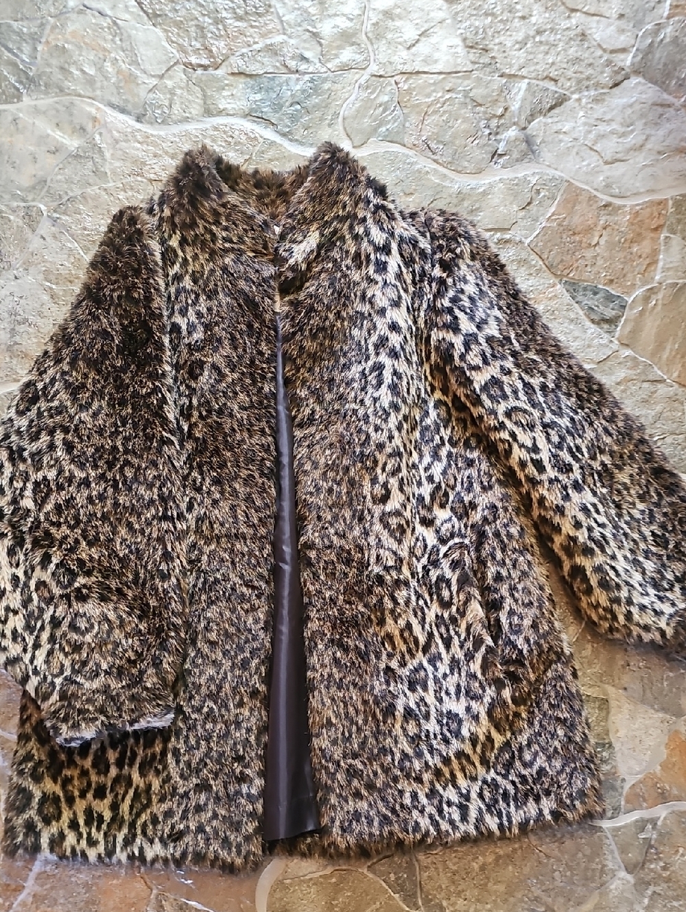 HUGO Leopard-Print Faux Fur Teddy Jacket in Brown and Black